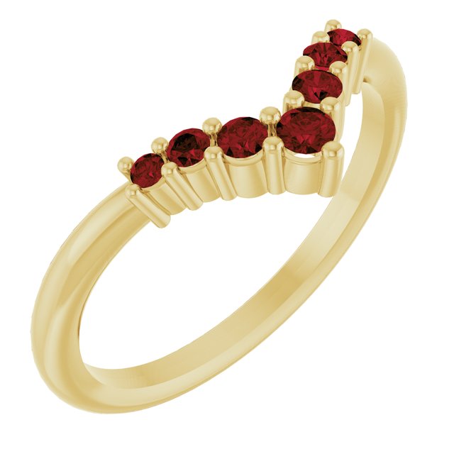 Round Mozambique Garnet Accented Ring in Yellow Gold