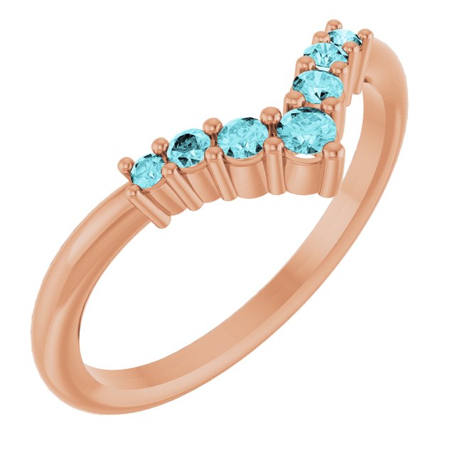 Round Blue Zircon Accented Ring in Rose Gold