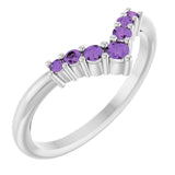 Round Amethyst Accented Ring in Platinum