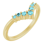 Round Blue Zircon Accented Ring in Yellow Gold
