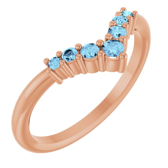 Round Aquamarine Accented Ring in Rose Gold