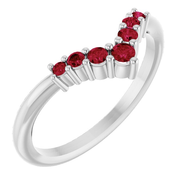 Round Ruby Accented Ring in Platinum