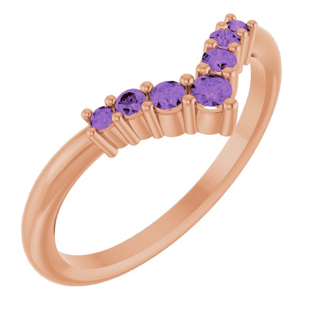 Round Amethyst Accented Ring in Rose Gold