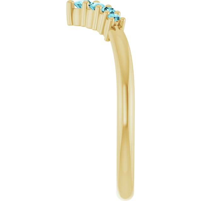 Round Blue Zircon Accented Ring in Yellow Gold