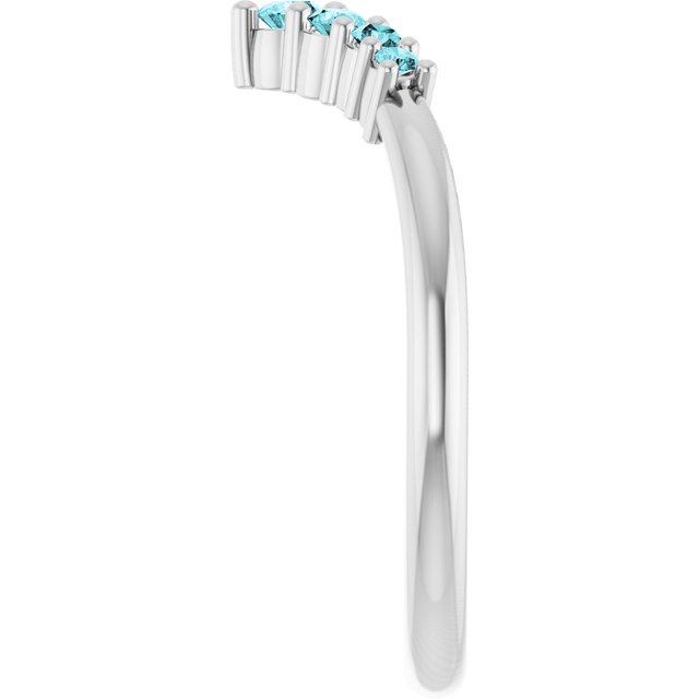 Round Blue Zircon Accented Ring in White Gold