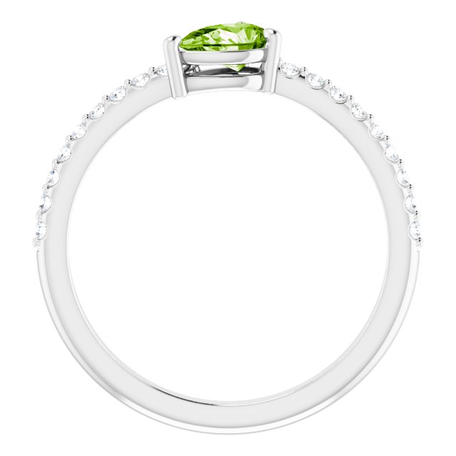 Pear Peridot & Diamond Stackable Ring in Gold and Platinum