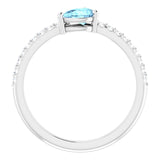 Pear Aquamarine & Diamond Stackable Ring in Gold and Platinum