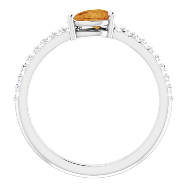 Pear Citrine & Diamond Stackable Ring in Gold and Platinum