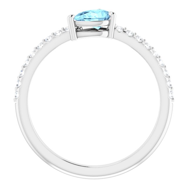Pear Aquamarine & Diamond Stackable Ring in Gold and Platinum