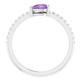 Pear Amethyst & Diamond Stackable Ring in Gold and Platinum