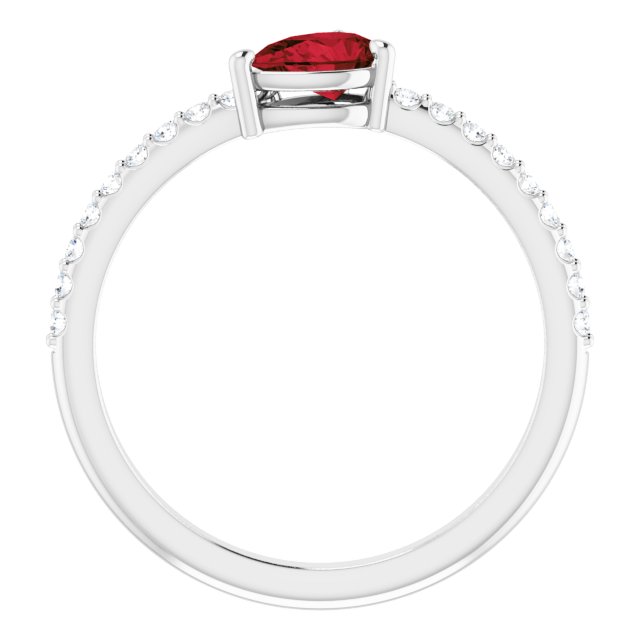 Pear Mozambique Garnet & Diamond Ring in Gold and Platinum