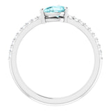 Pear Blue Zircon & Diamond Stackable Ring in Gold and Platinum