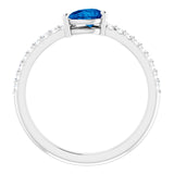 Pear Blue Sapphire & Diamond Stackable Ring in Gold and Platinum