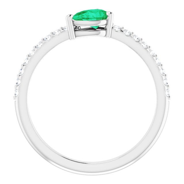 Pear Emerald & Diamond Stackable Ring in Gold and Platinum