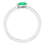 Pear Emerald & Diamond Stackable Ring in Gold and Platinum