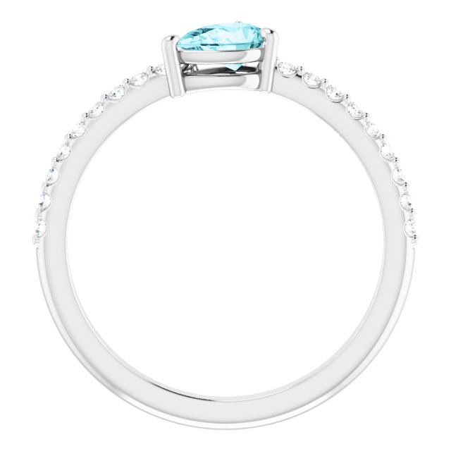 Pear Blue Zircon & Diamond Stackable Ring in Gold and Platinum