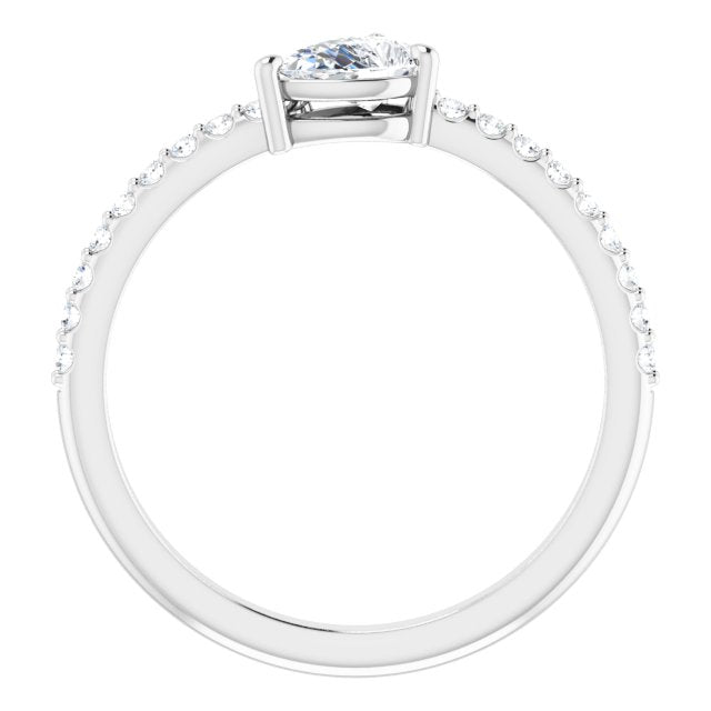 Pear White Sapphire & Diamond Stackable Ring in Gold and Platinum