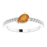 Pear Citrine & Diamond Stackable Ring in Gold and Platinum