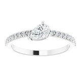 Pear White Sapphire & Diamond Stackable Ring in Gold and Platinum