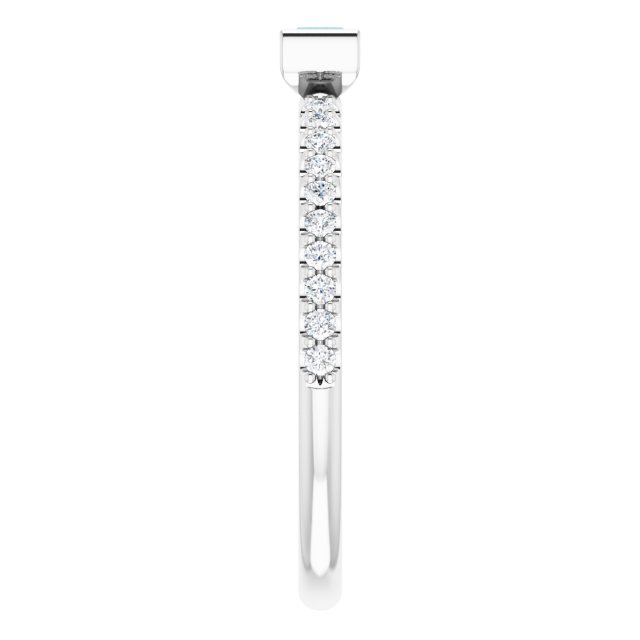 Straight Baguette London Blue Topaz & Diamond Stackable Ring