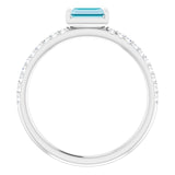 Straight Baguette London Blue Topaz & Diamond Stackable Ring