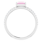 Straight Baguette Pink Sapphire & Diamond Ring in Gold and Platinum