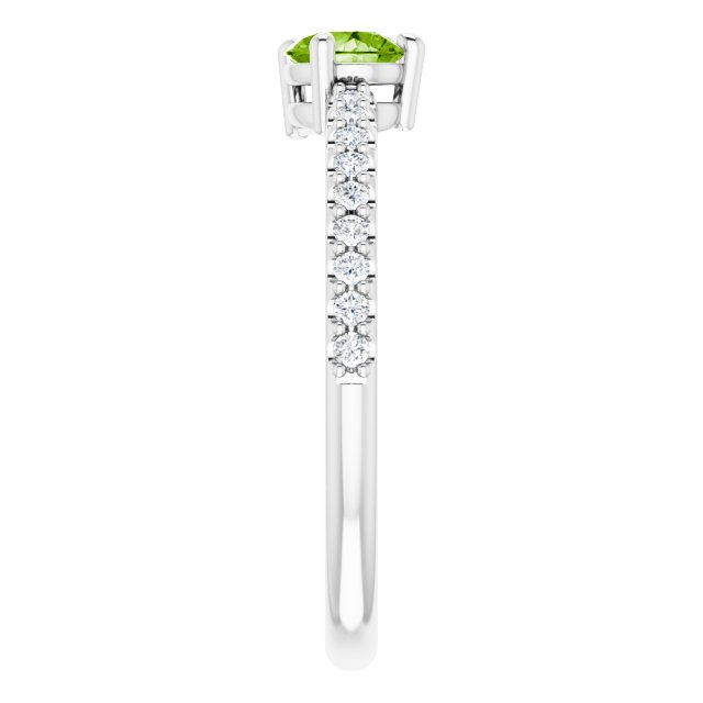 Pear Peridot & Diamond Stackable Ring in Gold and Platinum