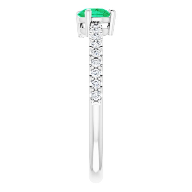 Pear Emerald & Diamond Stackable Ring in Gold and Platinum
