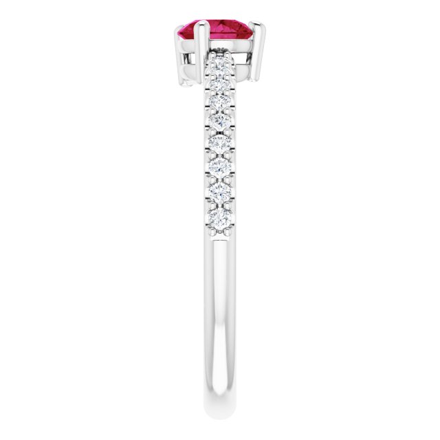 Pear Ruby Stackable Ring with Diamond Accents in Gold and Platinum
