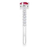Pear Ruby Stackable Ring with Diamond Accents in Gold and Platinum