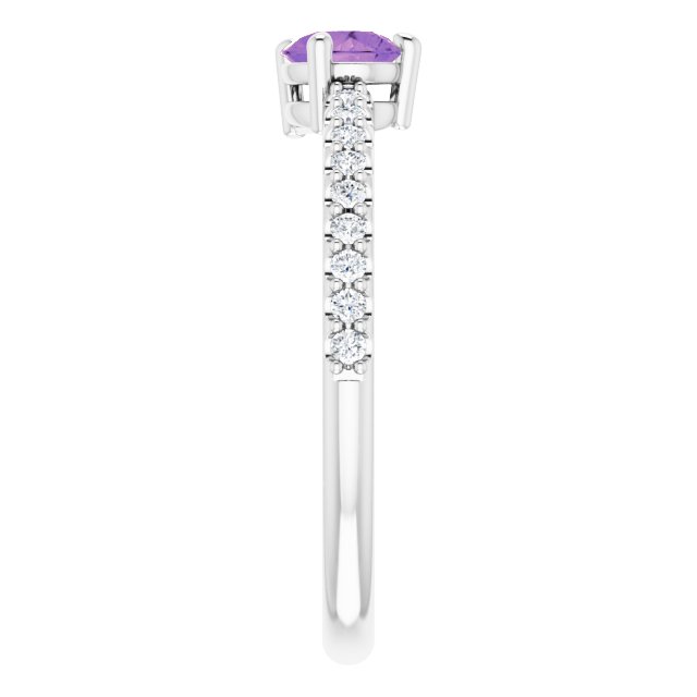 Pear Amethyst & Diamond Stackable Ring in Gold and Platinum