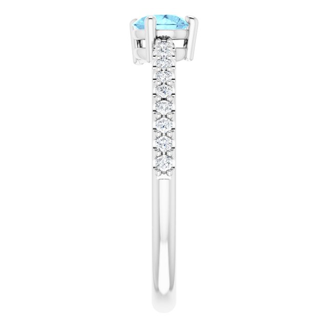 Pear Aquamarine & Diamond Stackable Ring in Gold and Platinum