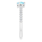 Pear Aquamarine & Diamond Stackable Ring in Gold and Platinum