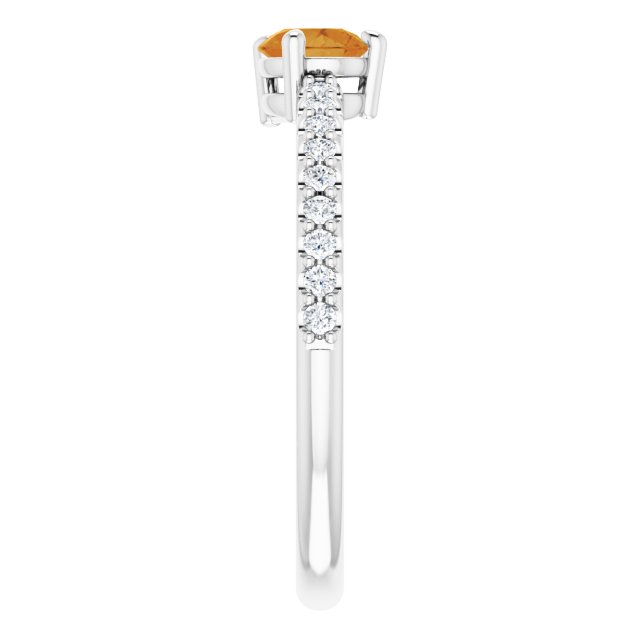 Pear Citrine & Diamond Stackable Ring in Gold and Platinum