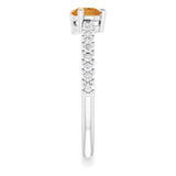 Pear Citrine & Diamond Stackable Ring in Gold and Platinum