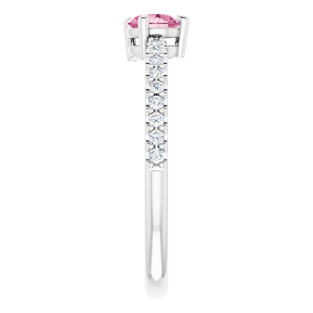 Pear Pink Tourmaline & Diamond Stackable Ring in Gold and Platinum