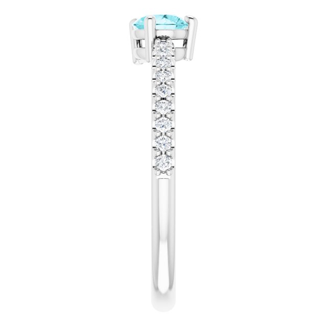 Pear Blue Zircon & Diamond Stackable Ring in Gold and Platinum