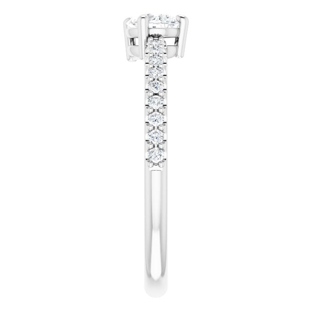 Pear White Sapphire & Diamond Stackable Ring in Gold and Platinum