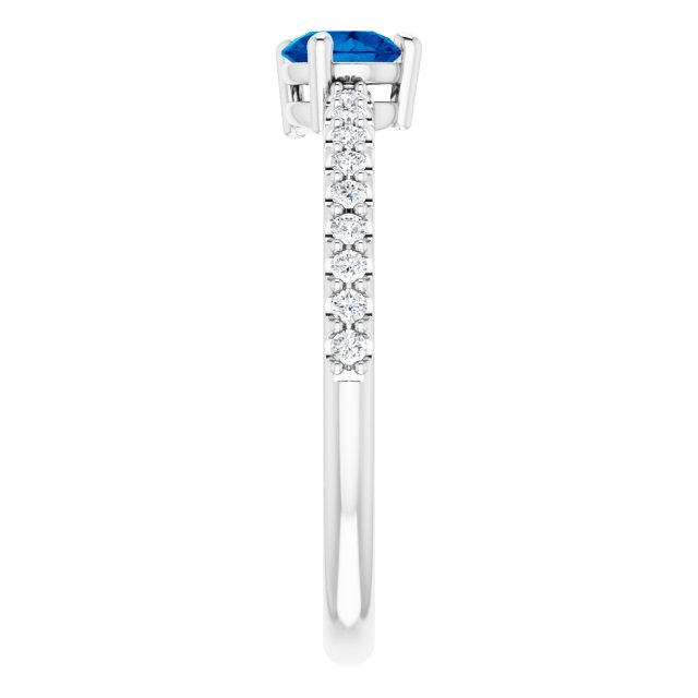 Pear Blue Sapphire & Diamond Stackable Ring in Gold and Platinum