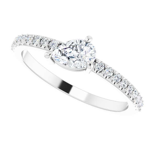 Pear White Sapphire & Diamond Stackable Ring in Gold and Platinum