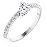 Pear White Sapphire & Diamond Stackable Ring in Gold and Platinum