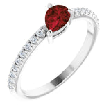 Pear Mozambique Garnet & Diamond Ring in Gold and Platinum