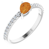Pear Citrine & Diamond Stackable Ring in Gold and Platinum
