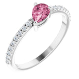 Pear Pink Tourmaline & Diamond Stackable Ring in Gold and Platinum