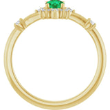 Round Lab-Grown Emerald & Diamond Halo Ring in Yellow Gold