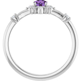 Round Amethyst Halo Ring with Diamond Accents in Platinum