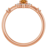 Round Citrine Halo Ring with Diamond Accents in Rose Gold