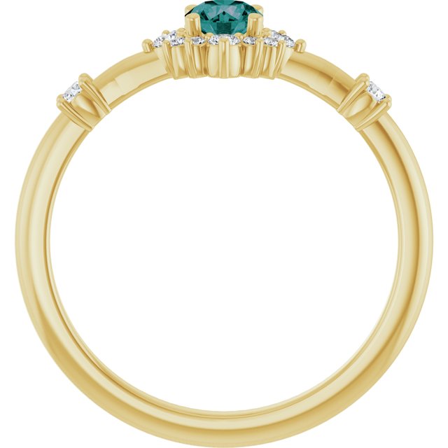 Round Lab-Grown Alexandrite & Diamond Halo Ring in Yellow Gold