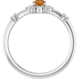Round Citrine Halo Ring with Diamond Accents in Platinum