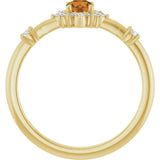 Round Citrine Halo Ring with Diamond Accents in Yellow Gold